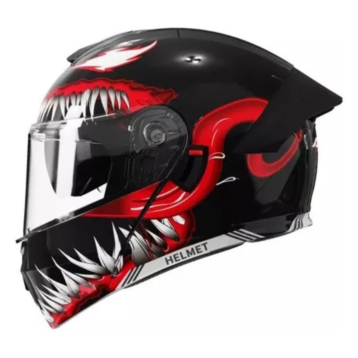 CES - CASCO MOTO AXK ABATIBLE NEGRO BRILLO TRANSPARENTE
