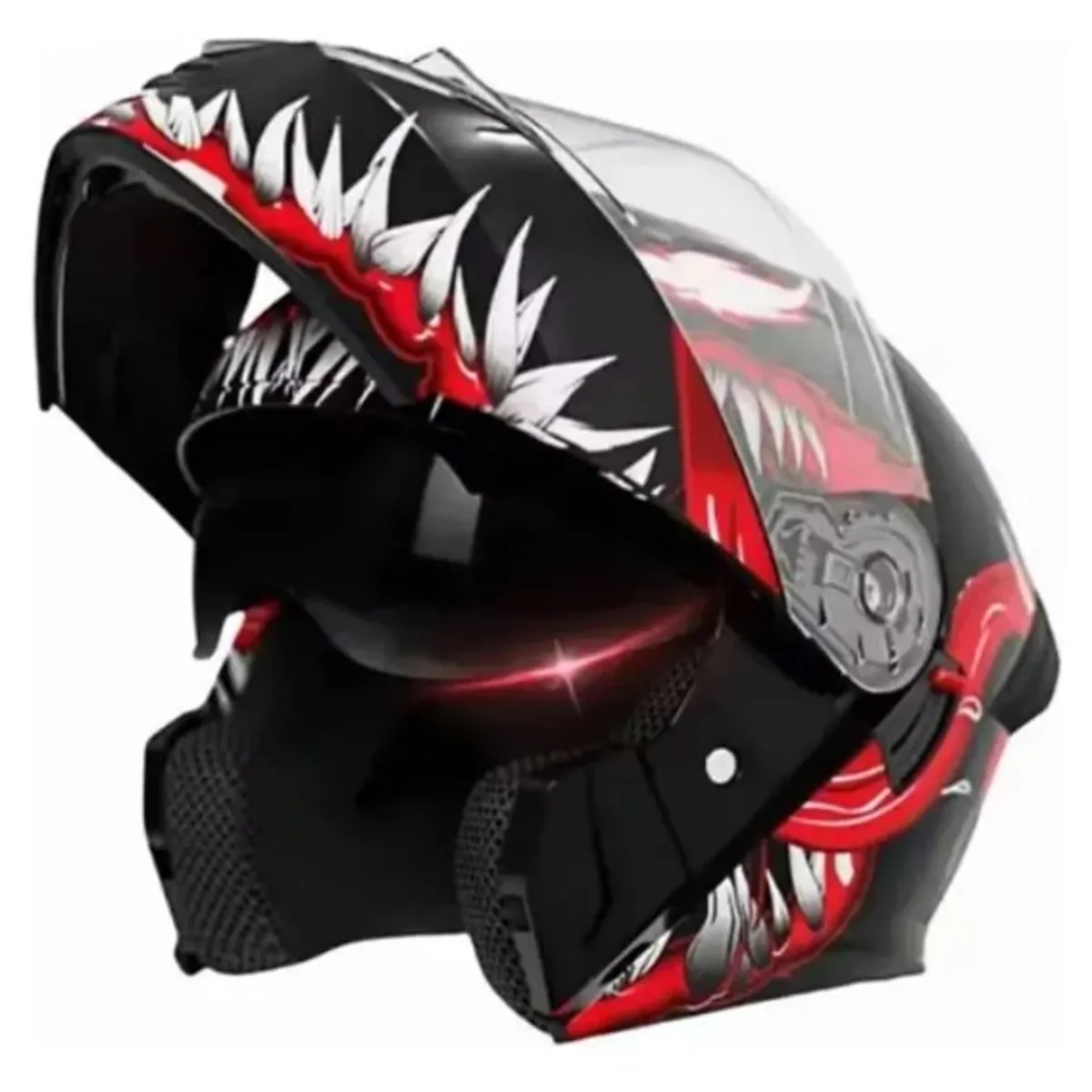 CES - CASCO MOTO AXK ABATIBLE NEGRO BRILLO TRANSPARENTE