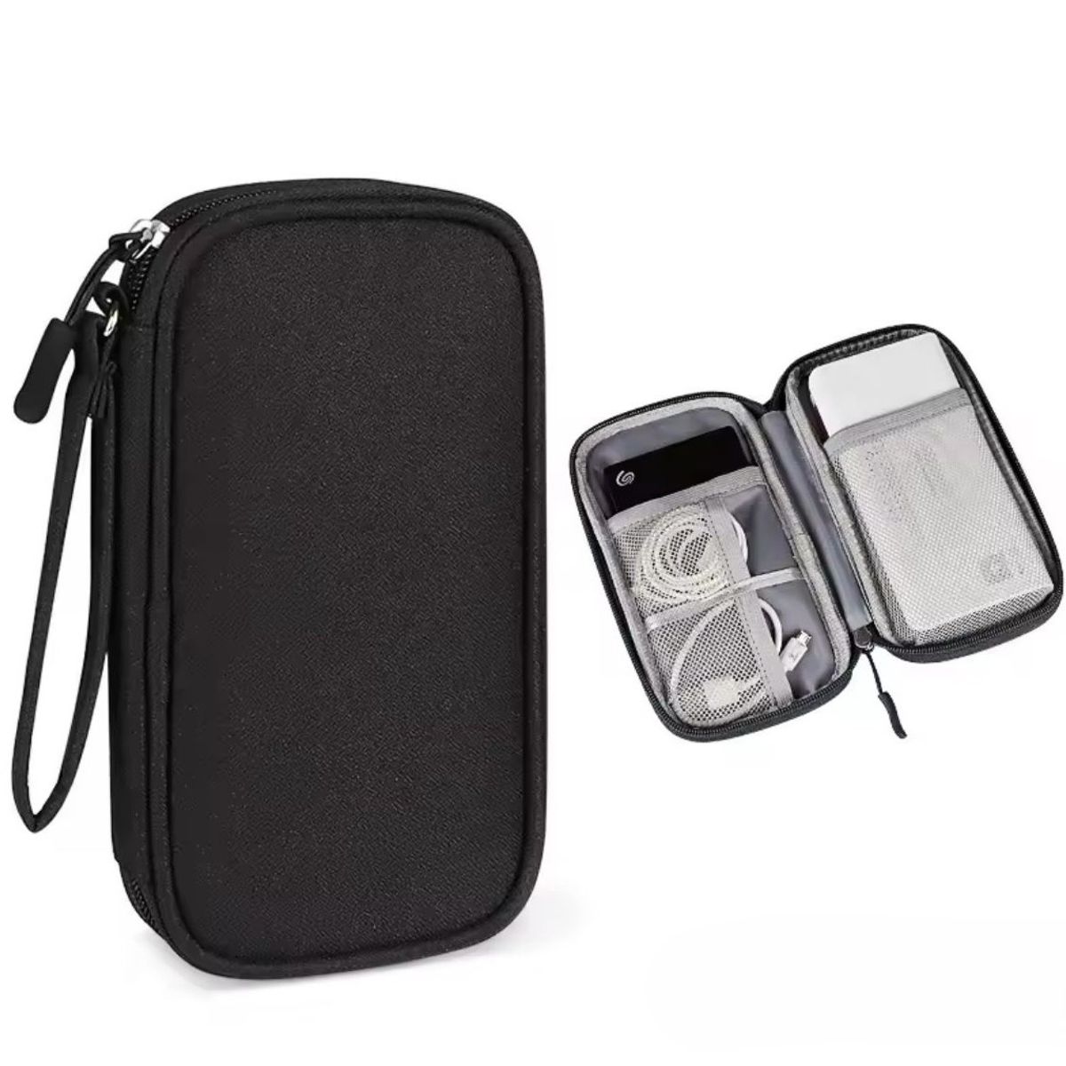 GENERICO - Estuche Organizador Porta Cable-Cargador-Auricular Mediano-Negro