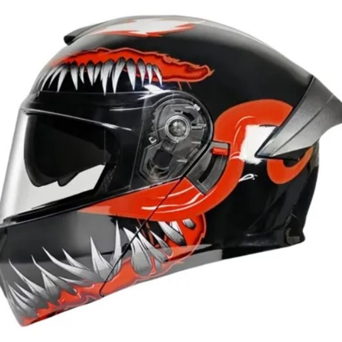 CES - CASCO MOTO AXK ABATIBLE VENOM ROJO BRILLO VISOR POLARIZADO