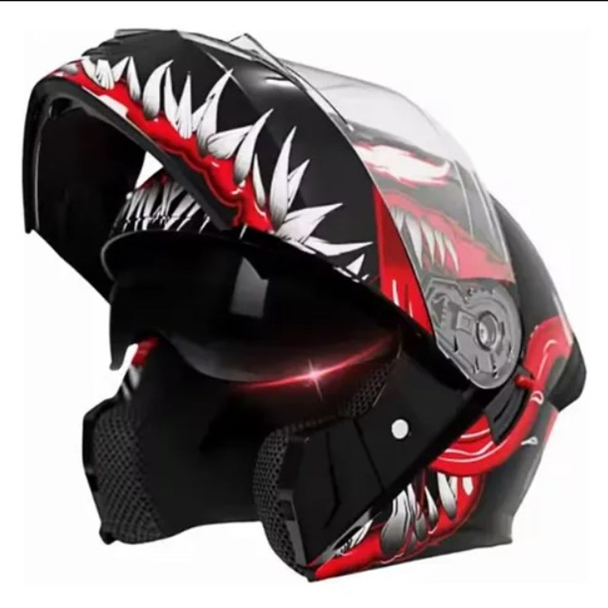 CES - CASCO MOTO AXK ABATIBLE VENOM ROJO BRILLO VISOR POLARIZADO