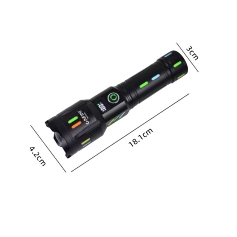 CAFINI - Linterna Táctica Recargable 30watts 2500 Lumen Super Potente