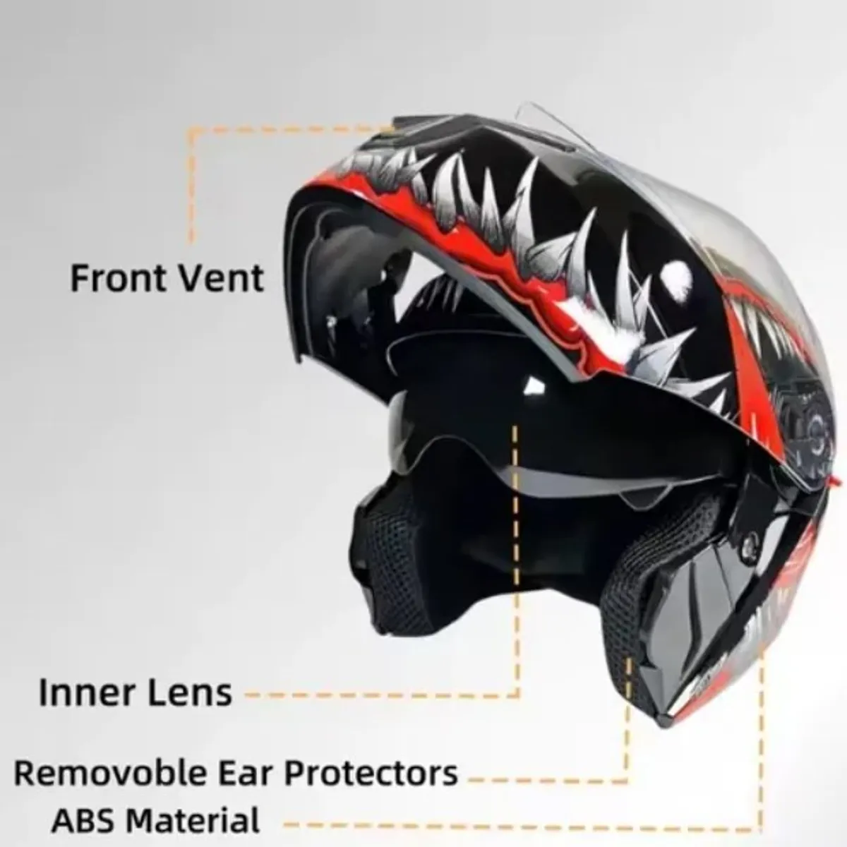 UNIVERSAL - CASCO MOTO AXK ABATIBLE NEGRO MATE CON LUCES LED