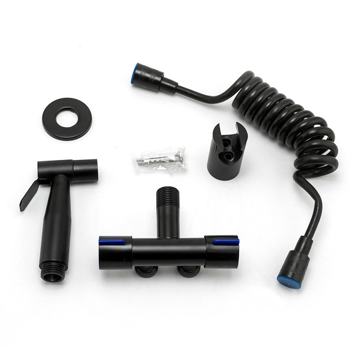 GENERICO - SET Ducha Higiénica Bide Acero Negro Mate con Manguera Flexible 150cm