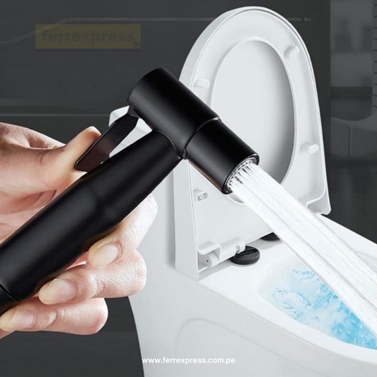 GENERICO - SET Ducha Higiénica Bide Acero Negro Mate con Manguera Flexible 150cm