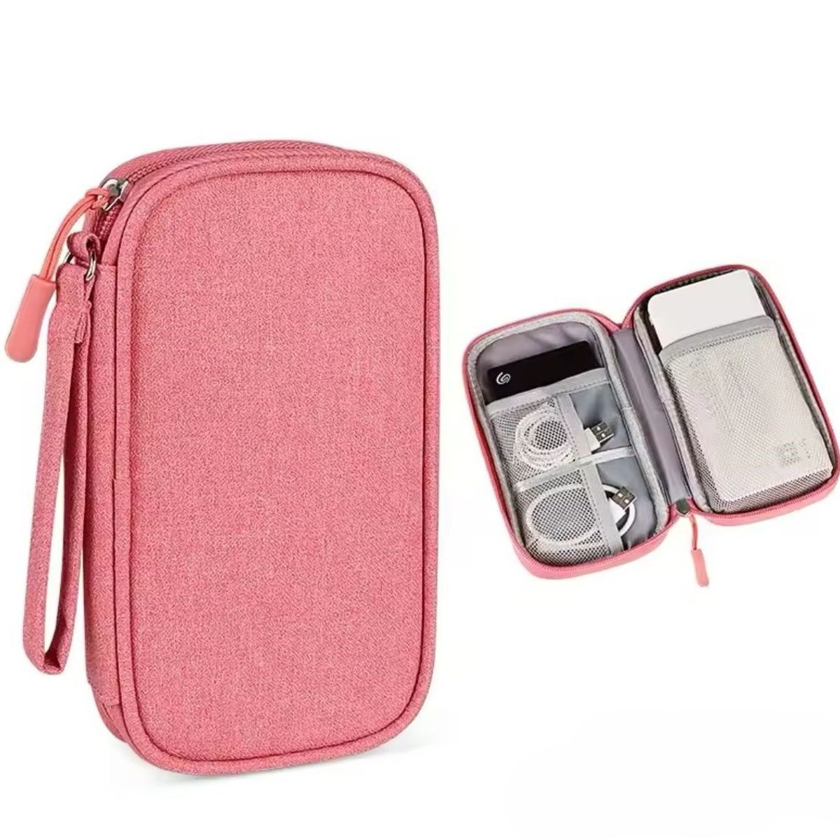 GENERICO - Estuche Organizador Porta Cable-Cargador-Auricular Mediano-Rosado