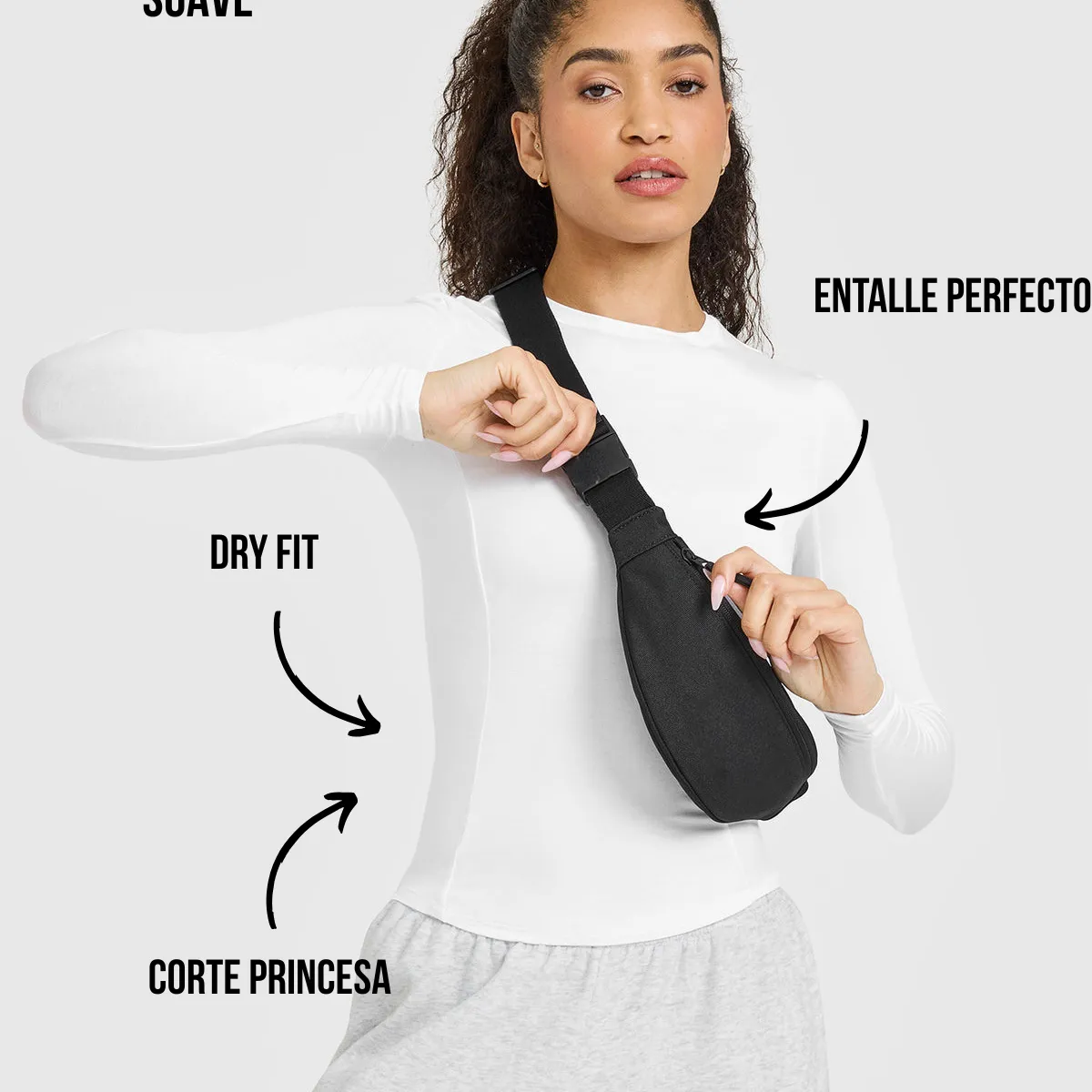 GENERICO - CAMISETA DE LYCRA MANGA LARGA MUJER - TOP ENTALLADO MANGA LARGA