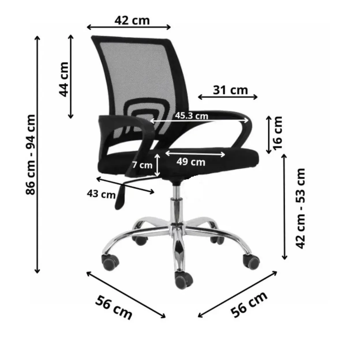 GENERICO - Silla de Escritorio Ergonomica Oficina Ejecutiva Mesh Color Negro