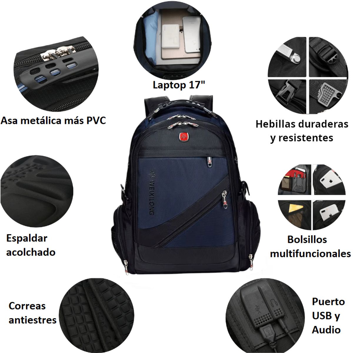 GENERICO - Mochila Urbana Portalaptop Sherpa Wxl 8810 Viaje Estudio Trabajo