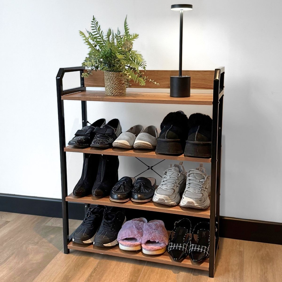 HOGARMAS - Zapatero Multifuncional de 4 niveles Estante Organizador