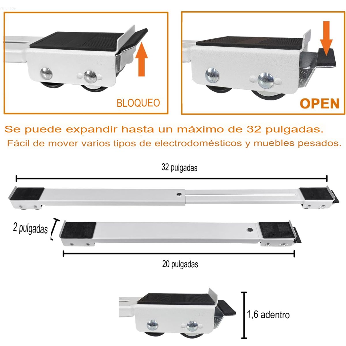 GENERICO - BASE MÓVIL SOPORTE EXPANDIBLE PARA LAVADORA, REFRIGERADOR DE 2 PIEZAS