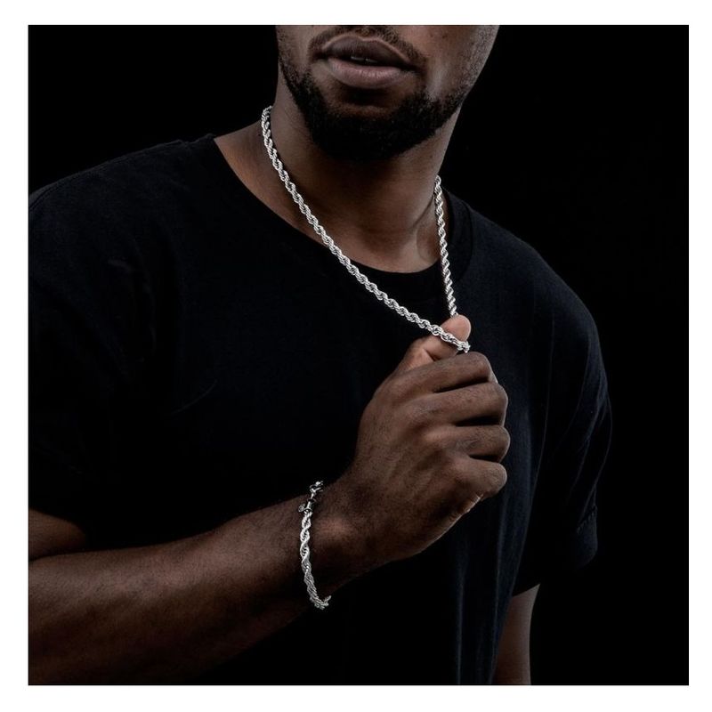 OEM - Cadena Hombre + Pulsera Torcida Grueso Set Acero Inoxidable 316L