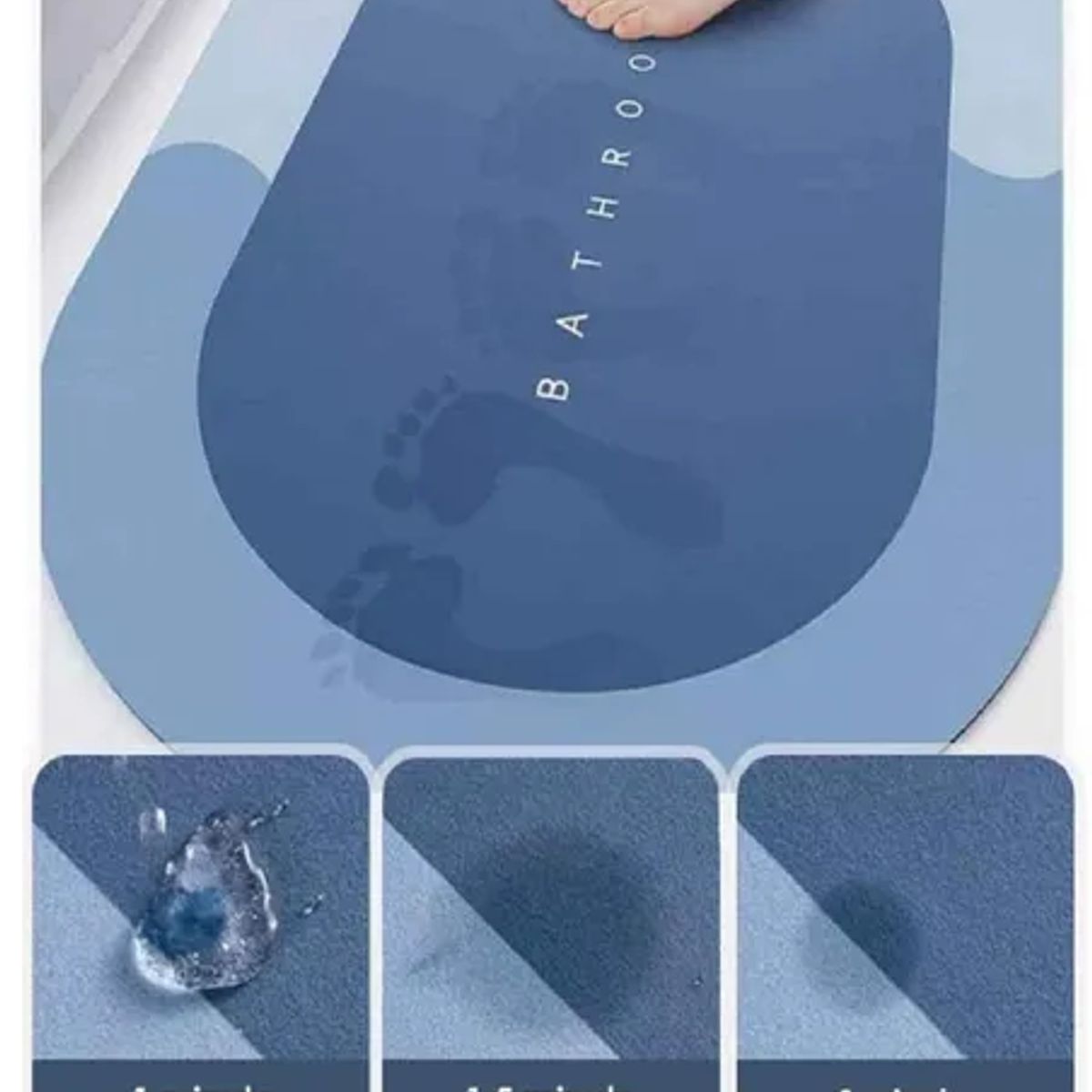 GENERICO - Alfombras antideslizante de baño Celeste 38 X 58cm