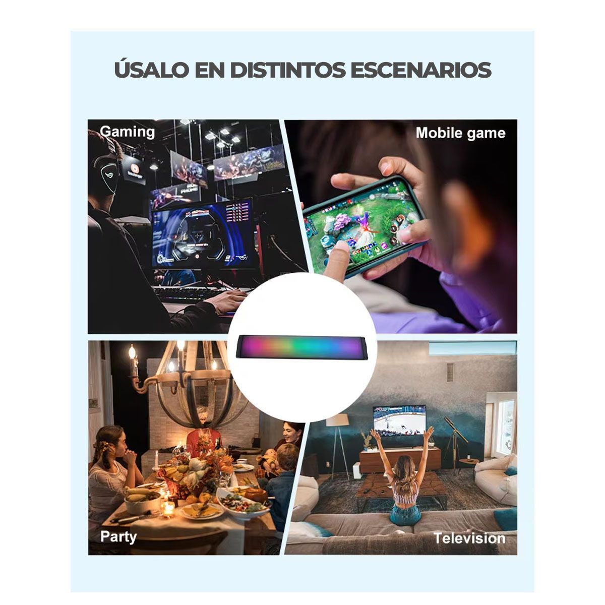 GENERICO - Parlante Soundbar Portátil con Luces RGB y Sonido Gamer