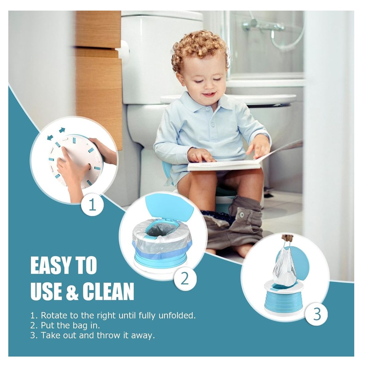 GENERICO - Bacin portatil retractil - Celeste