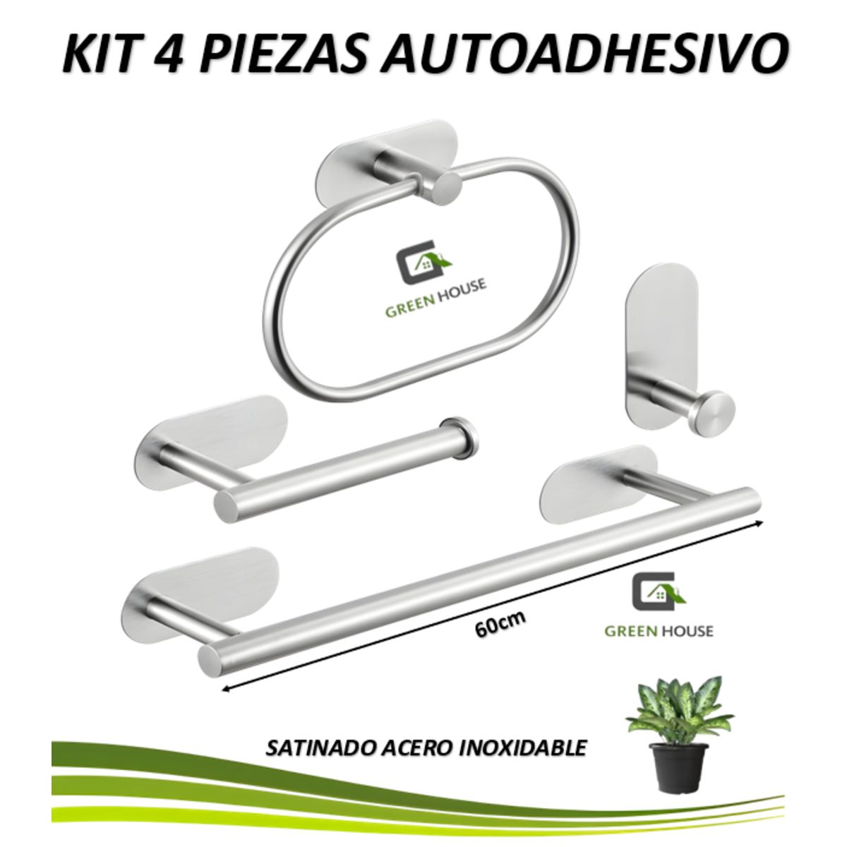 GREEN HOUSE - KIT SATINADO  ACERO INOXIDABLE  4 PIEZAS AUTOADHESIVO 3M