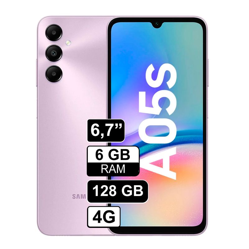 SAMSUNG - Celular Samsung Galaxy A05s 128GB 6GB ram cámara principal 50MP frontal 13MP 67 Violeta