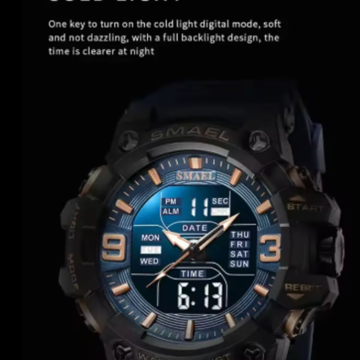 SMAEL - Reloj Deportivo Digital Analógico Smael resistente al agua 8049