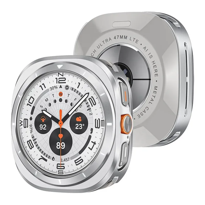 URVOI - Case Para Samsung Galaxy Watch Ultra 47mm de Metal Plateado