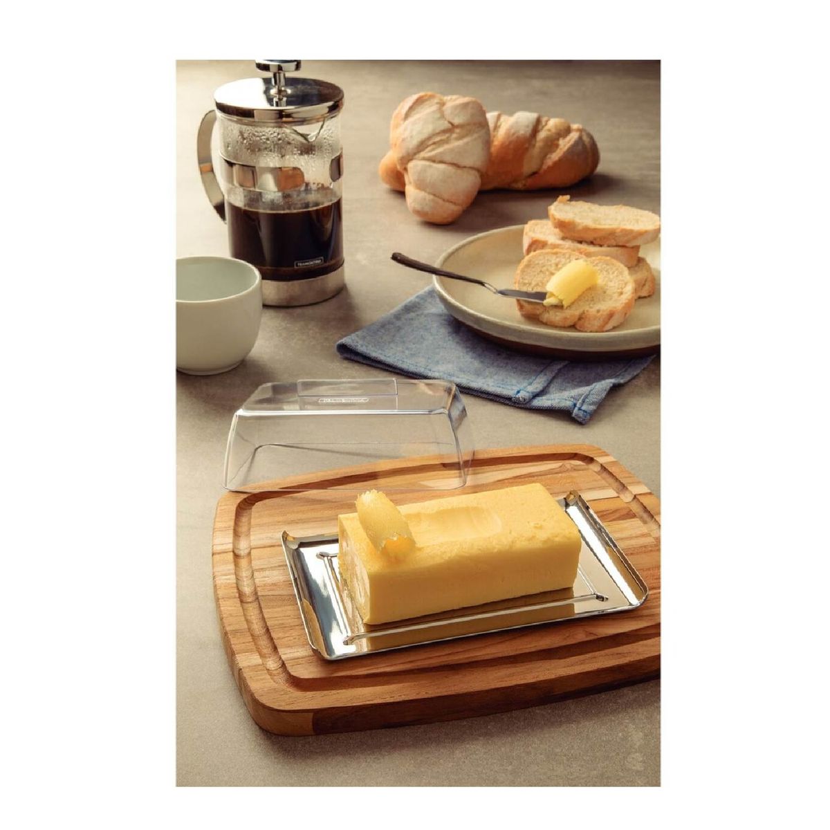 TRAMONTINA - Mantequillera TRAMONTINA ace Inoxtapa transparente