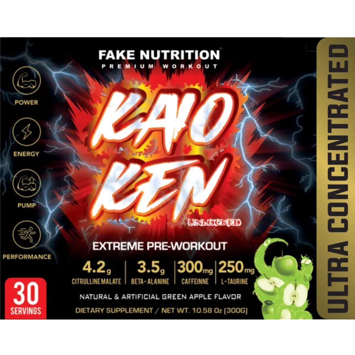 GENERICO - Kaio Ken Extreme Pre Workout  300g Manzana Verde