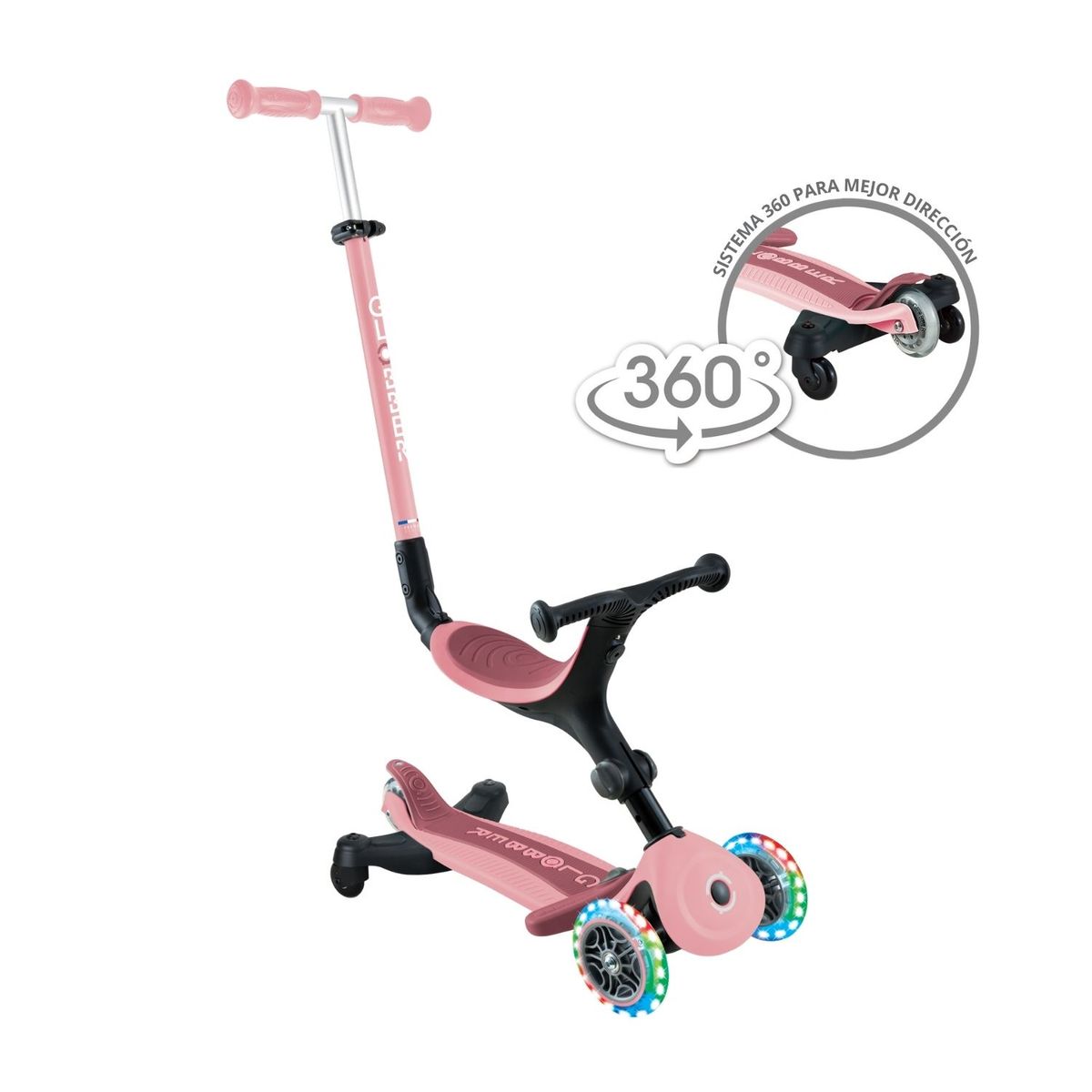 GLOBBER - Scooter Globber Go Up Active LED 360 Rosado Pastel