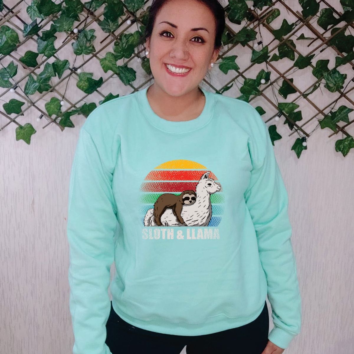 GENERICO - Polera Mujer Diseño SLOTH LLAMA - Verde