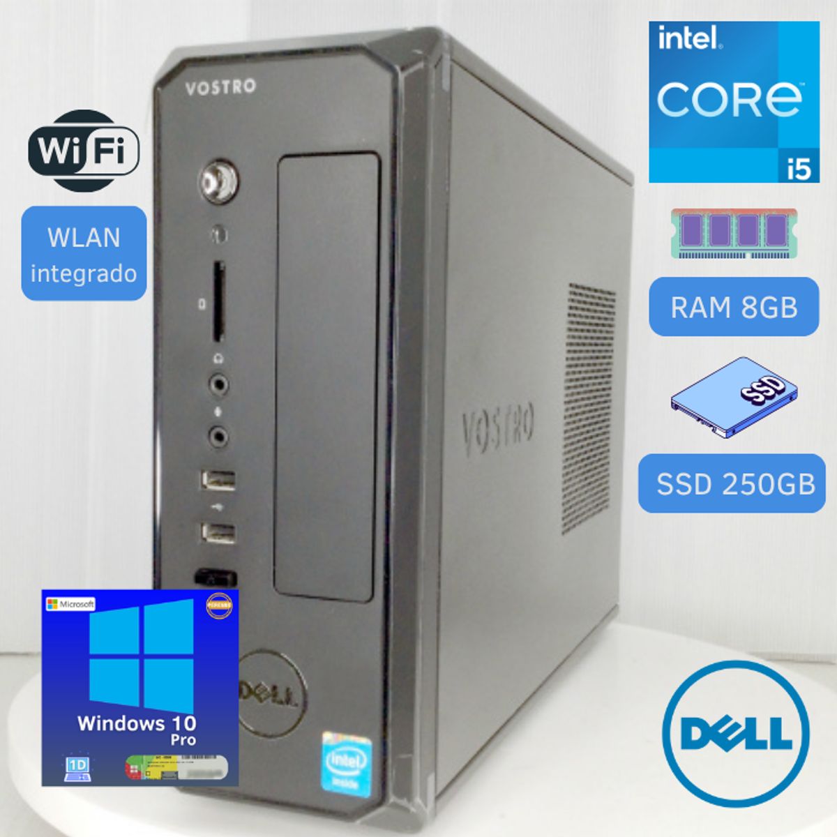DELL - Computadora Dell Vostro D06S Intel Core I5 250GB SSD 8GB RAM+ W 10P