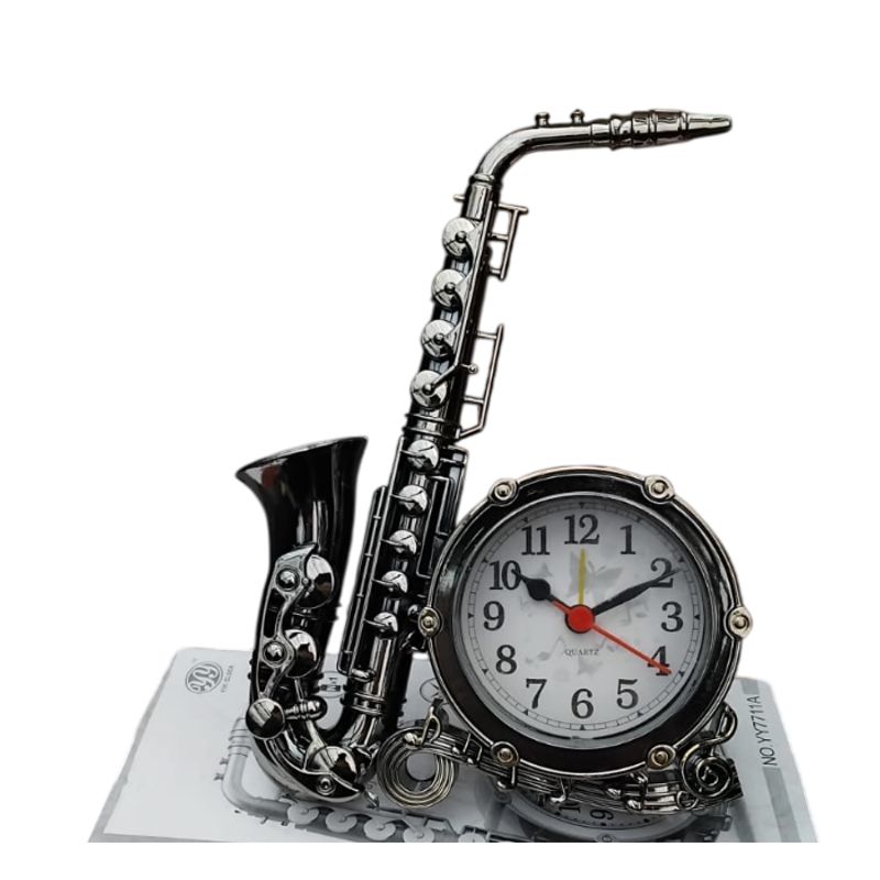 GENERICO - Reloj decorativo analógico con alarma - diseño Saxofón