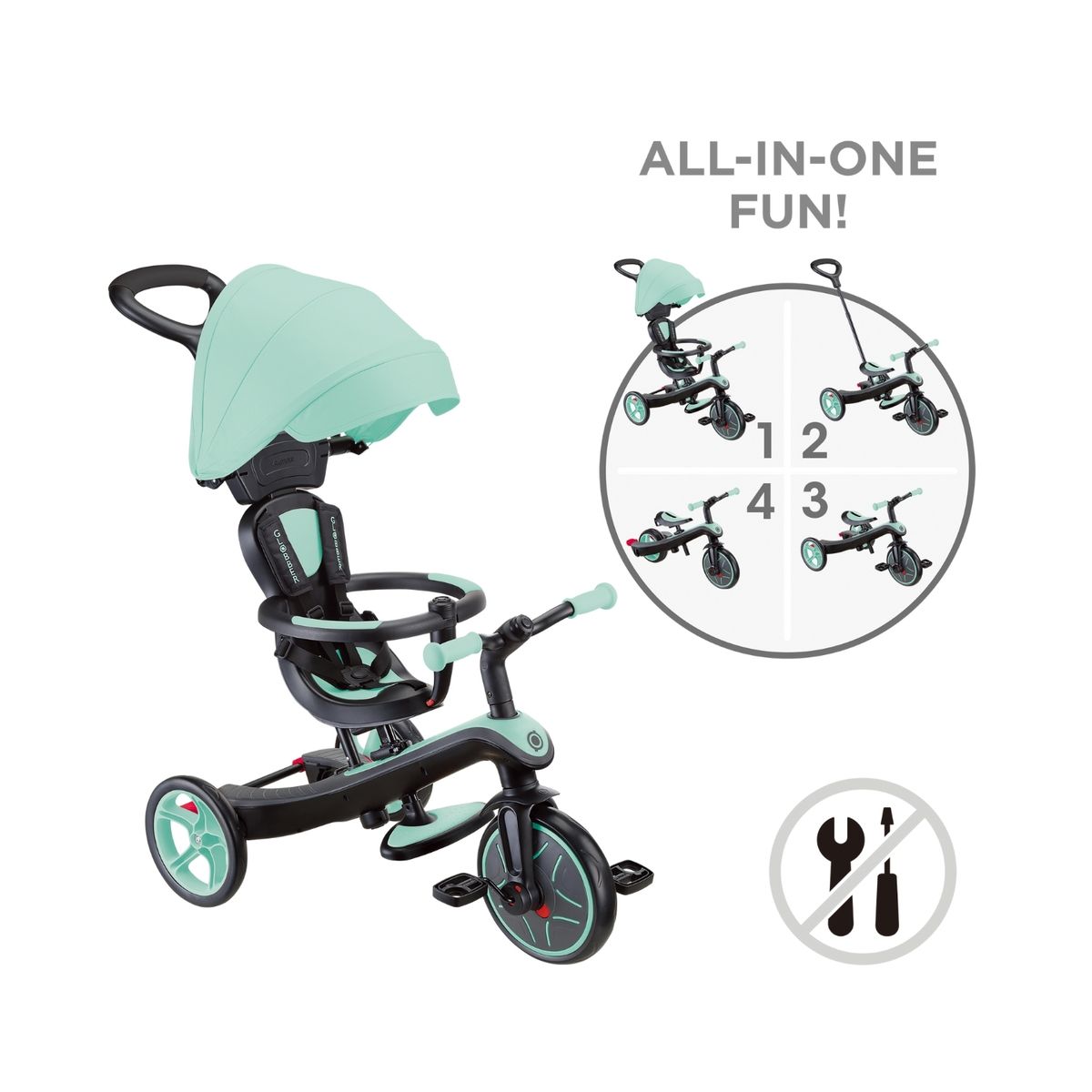 GLOBBER - Globber Triciclo Explorer Trike 4 en 1 Menta v2