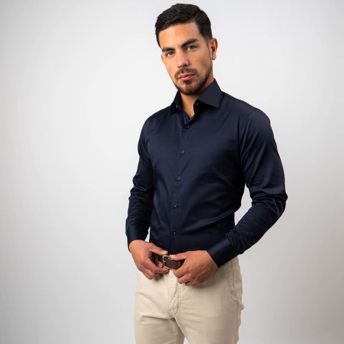 BARBADENS - Camisa de Vestir Algodón Stretch Slim Fit Barbadens Hombre