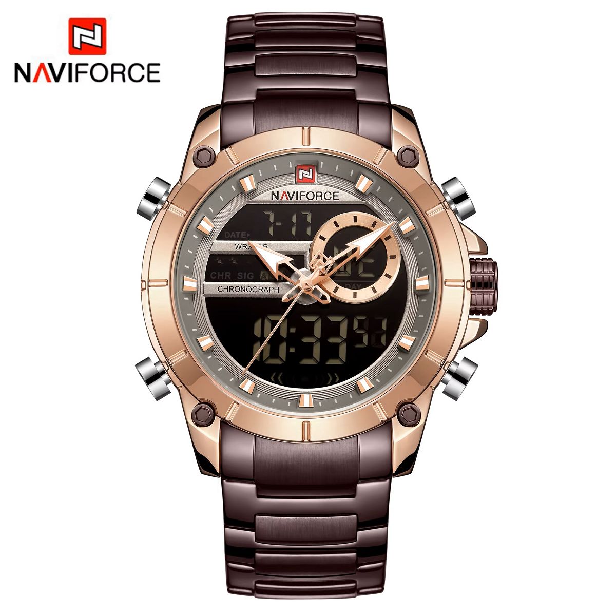 NAVIFORCE - Reloj Naviforce 9163 Hombre con Correa de Acero Inoxidable en Caja