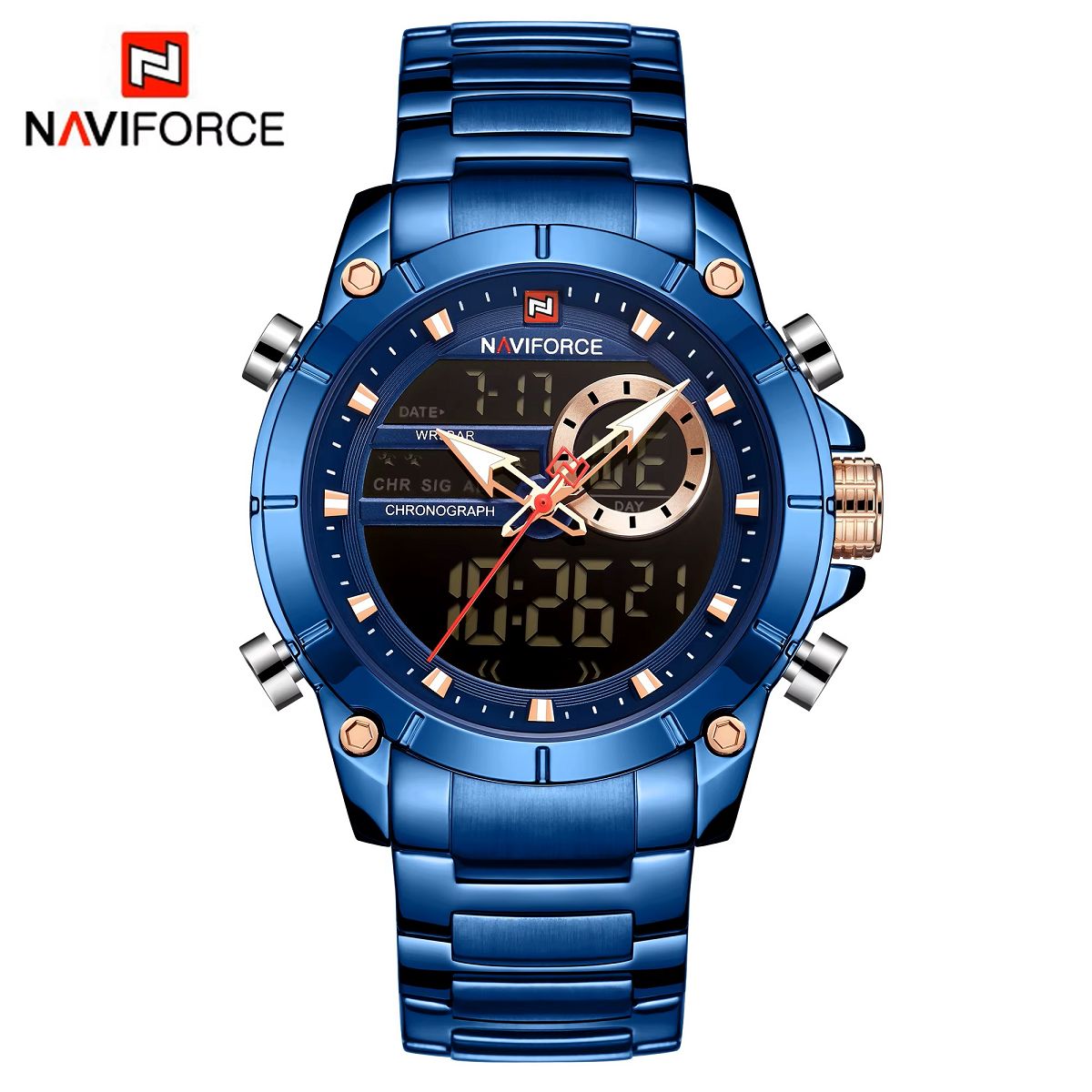 NAVIFORCE - Reloj Naviforce 9163 Hombre con Correa de Acero Inoxidable en Caja