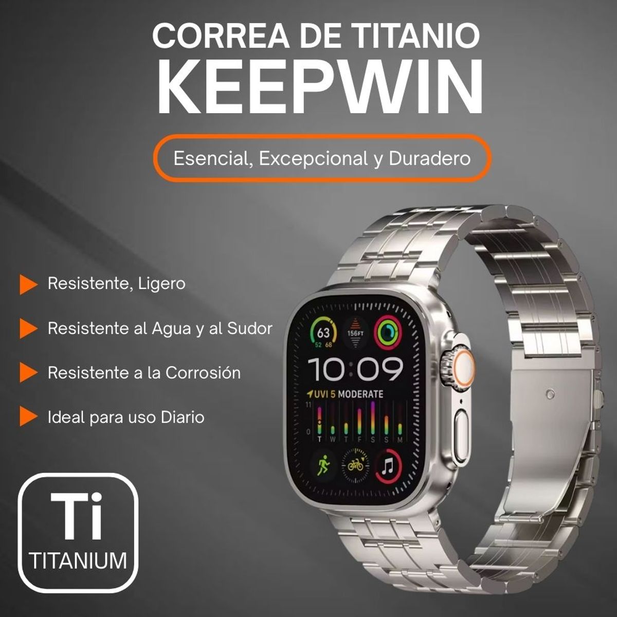 URVOI - Correa de Titanio Keepwin Mate para Apple Watch Ultra y Ultra 2