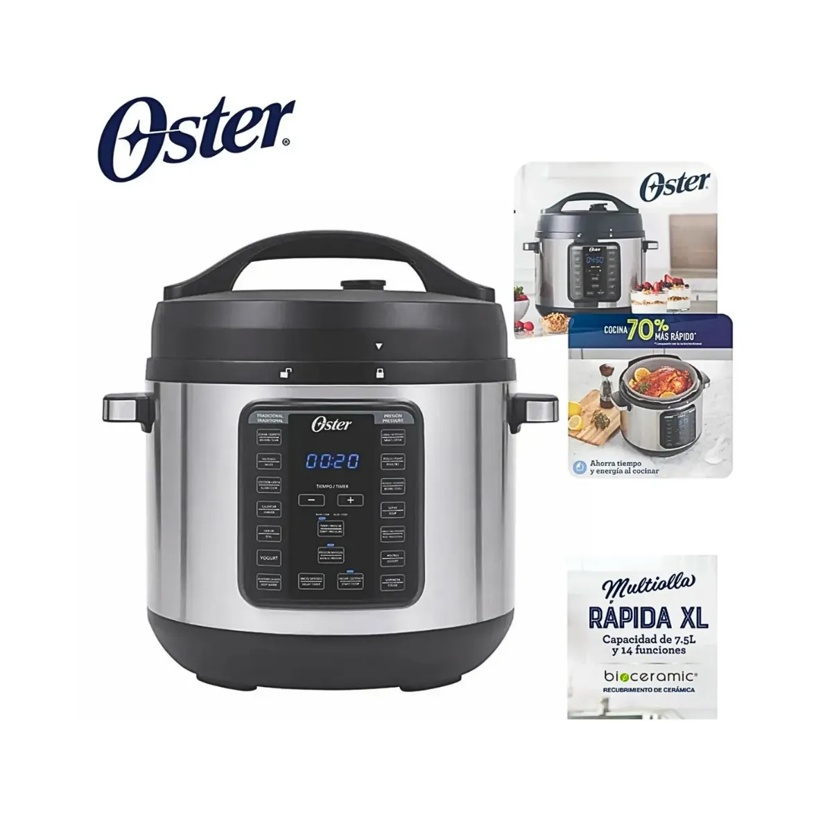 OSTER - Multi Olla Bioceramic XL Oster 7,5 L de 1100W CKSTPCECT75DF