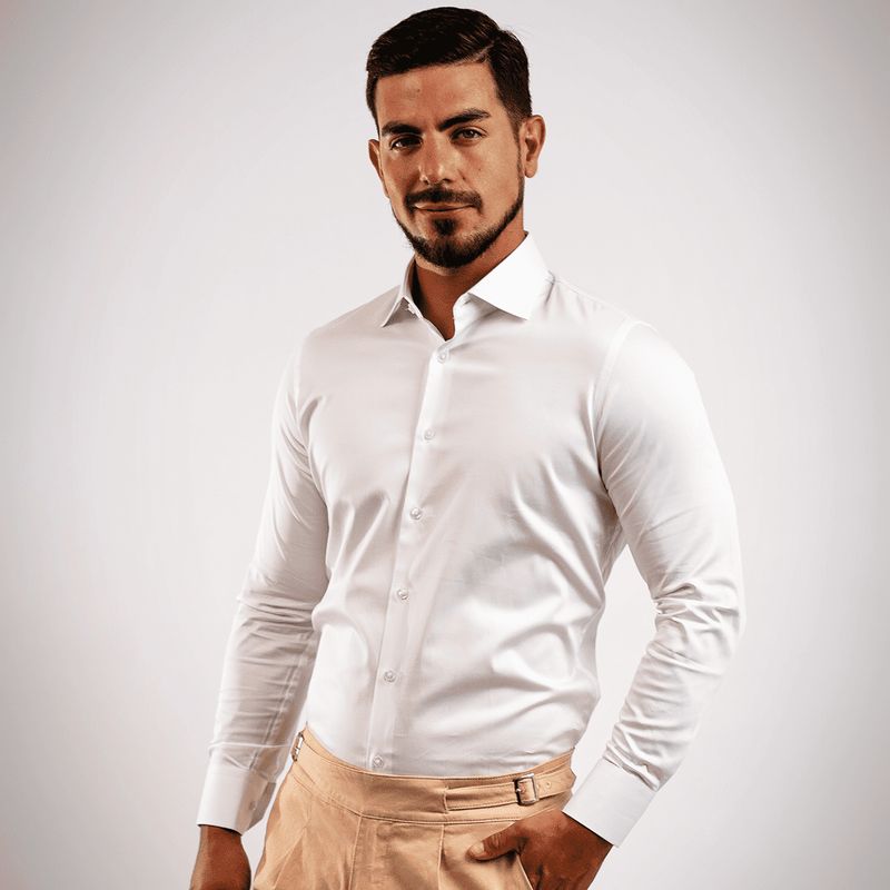 BARBADENS - Camisa de Vestir Algodón Stretch Slim Fit Barbadens Hombre
