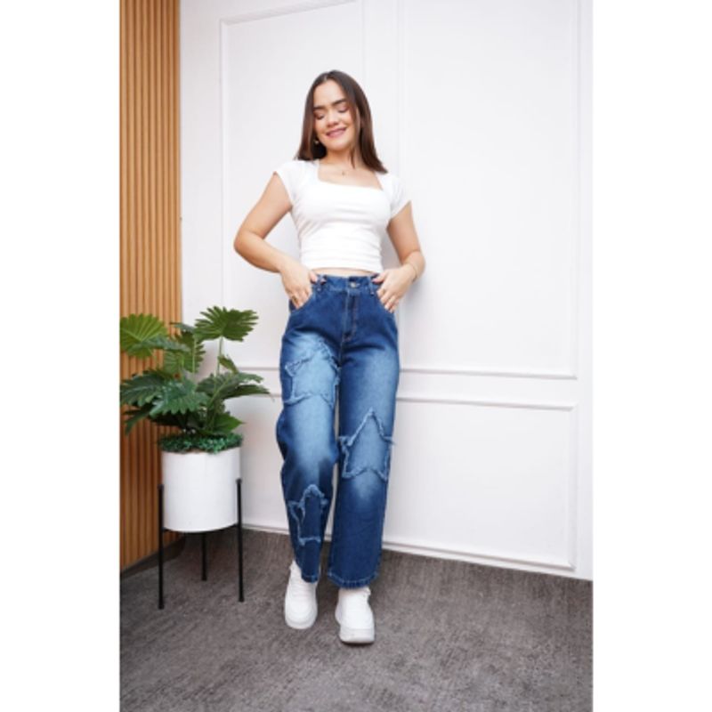 GENERICO - Pantalon Denin Estrella - Denin Rigido