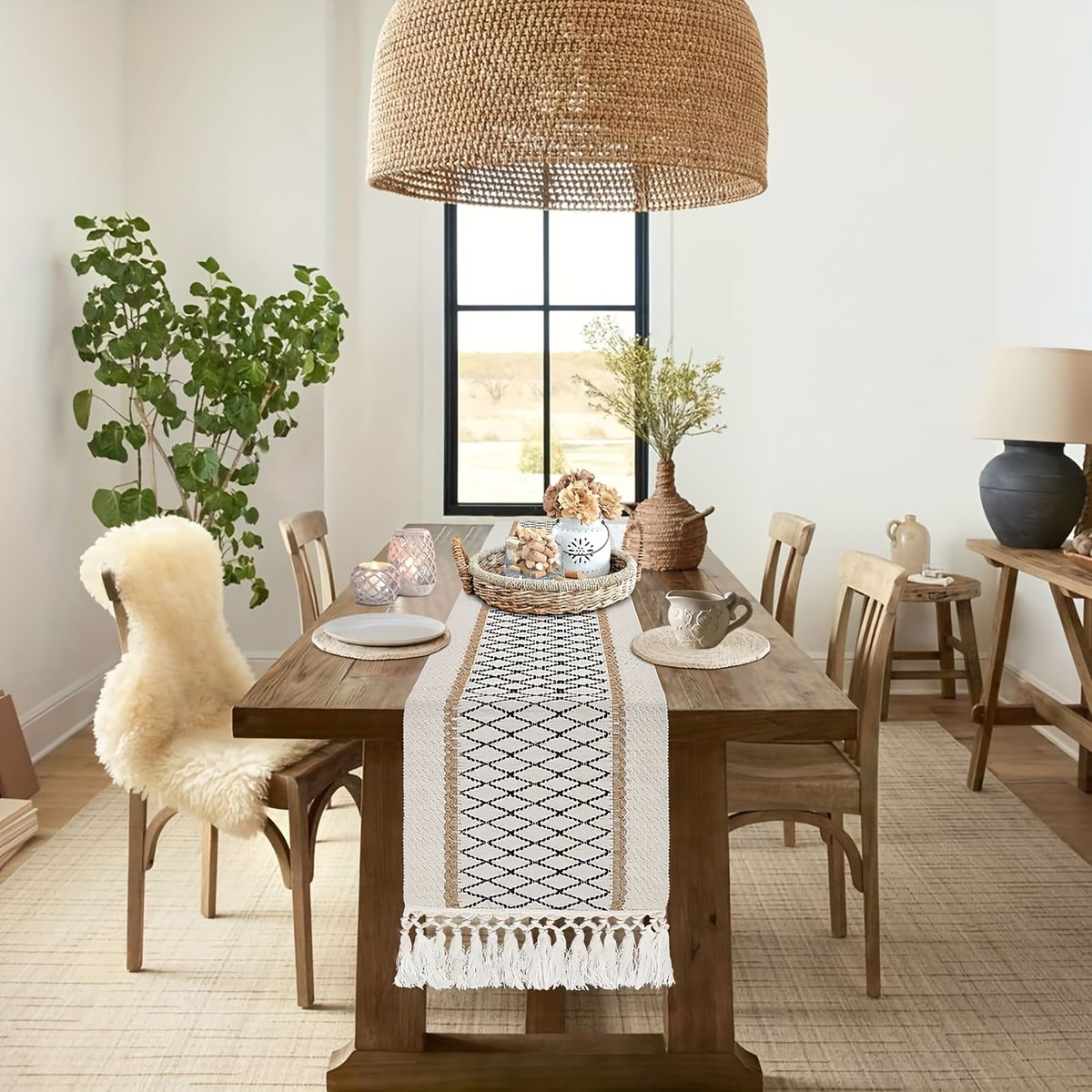 TEJICORP - Camino de mesa boho chic Sigy 30 x 200 cm