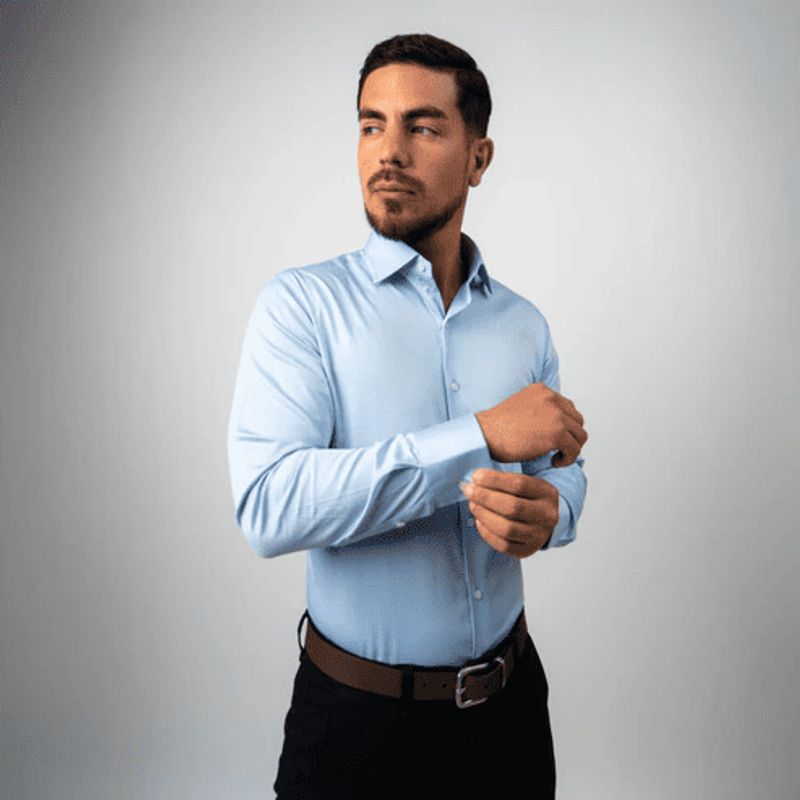 BARBADENS - Camisa de Vestir Algodón Stretch Slim Fit Barbadens Hombre