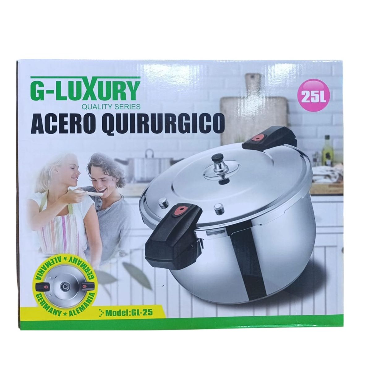 GENERICO - Olla A Presión De 25 Litros Gl-25 G-luxury Acero Quirurgico Plateado