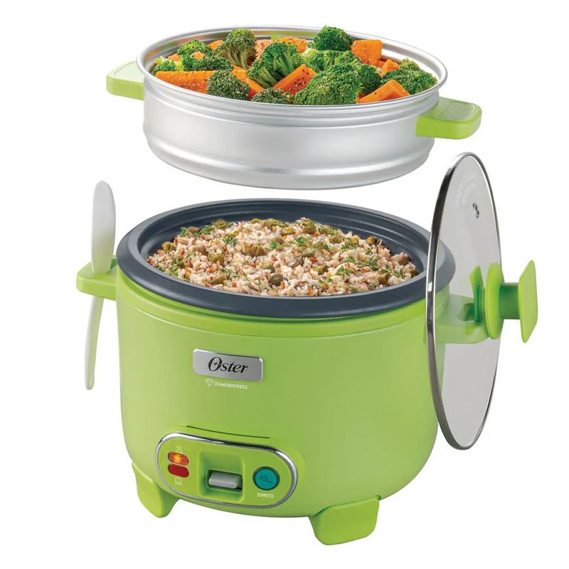 OSTER - Olla Arrocera Oster 1.8L 3 en 1 Función de Sofrito Vaporera Verde