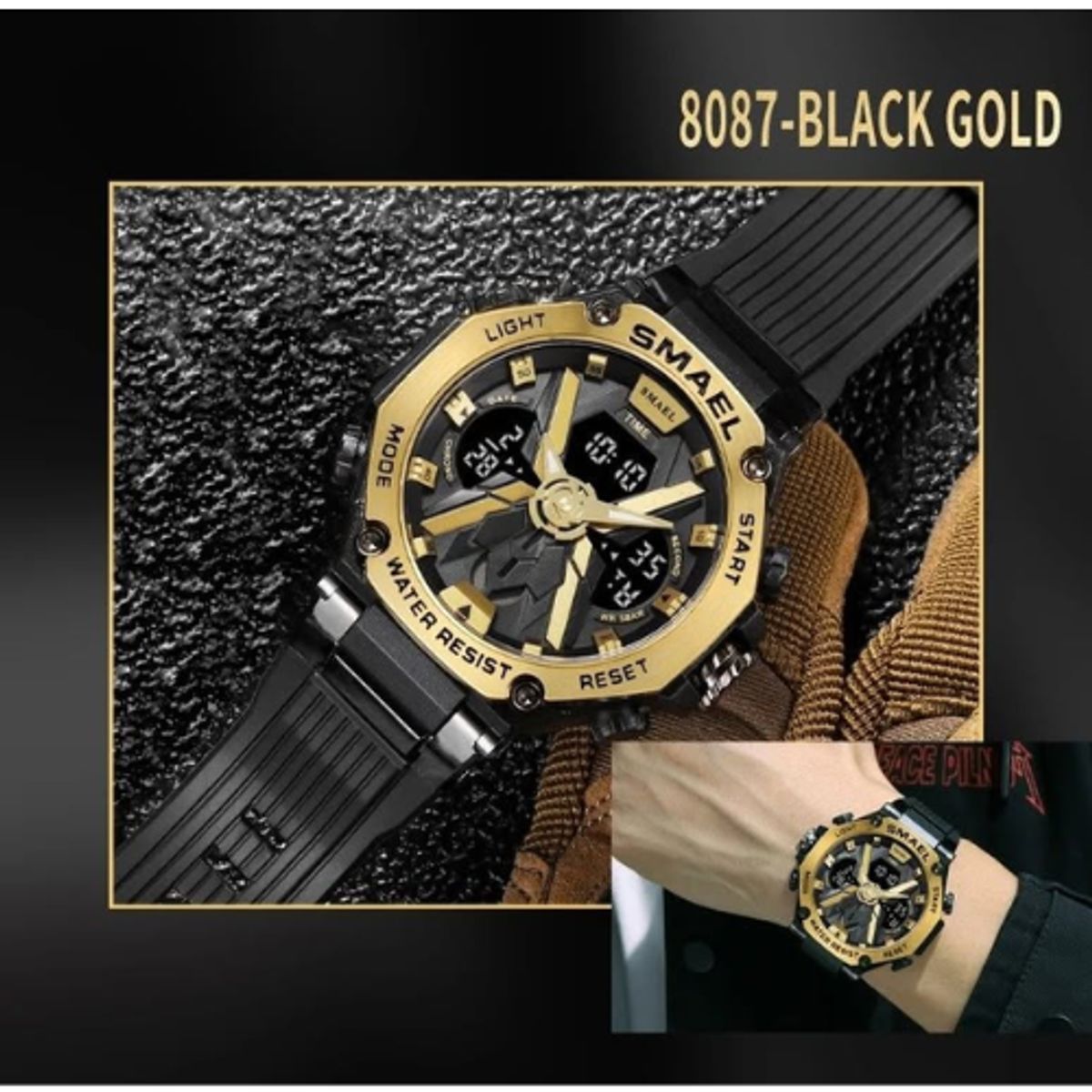 SMAEL - Reloj Deportivo Digital Analógico Smael resistente al agua 8087