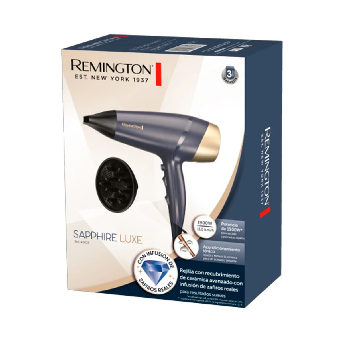 REMINGTON - Secadora de Cabello Remington Sapphire Luxe D5805