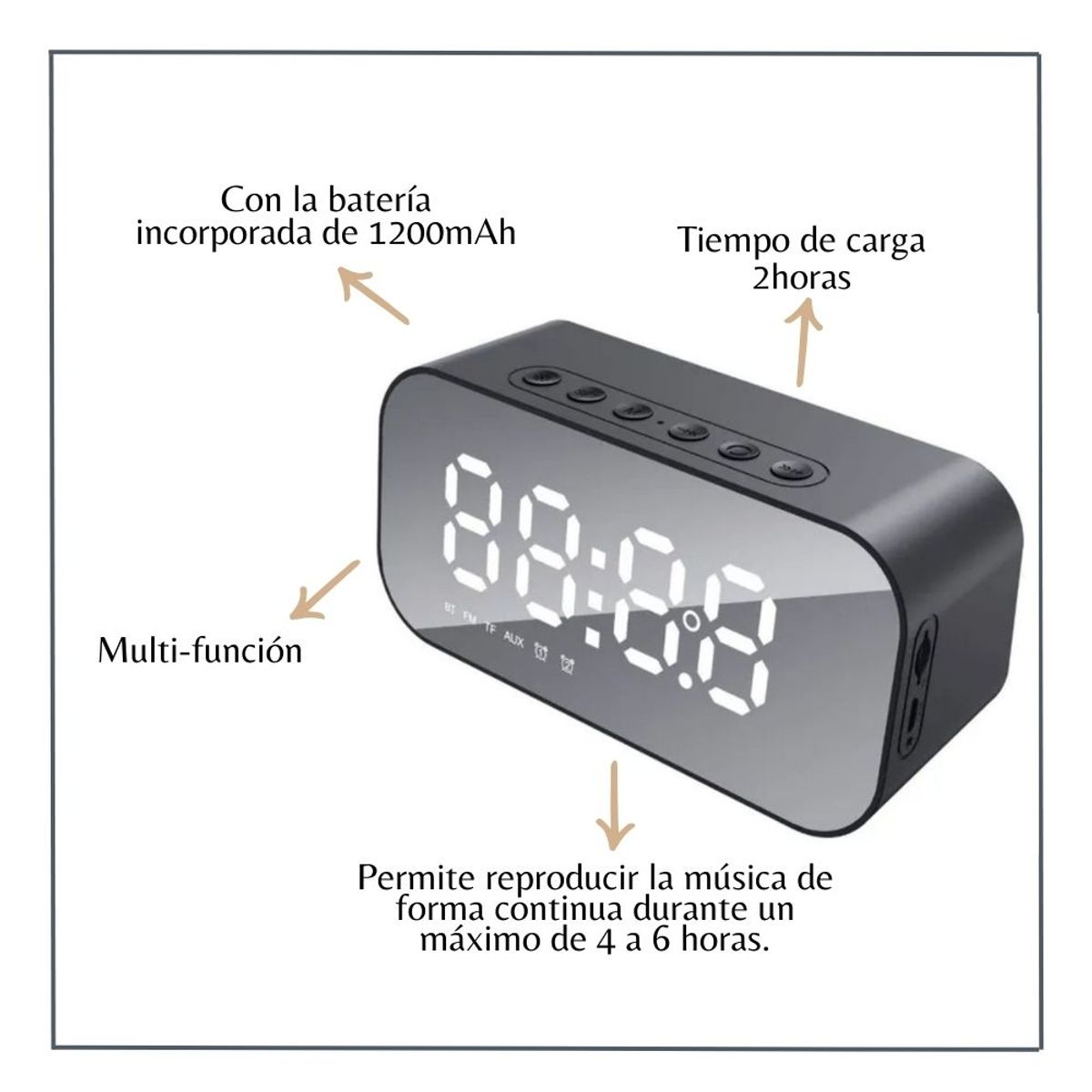 HAVIT - Parlante Bluetooth con Reloj y Despertador Havit M3