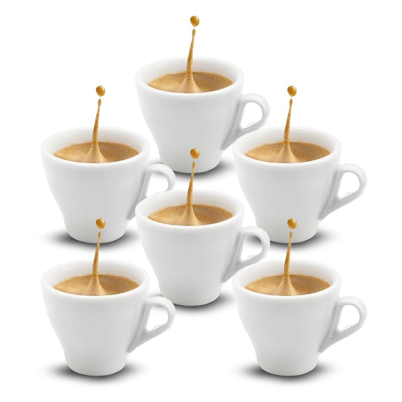 INSPIRA - Set de 6 Tazas de Cerámica Blanca Acabado Brillante