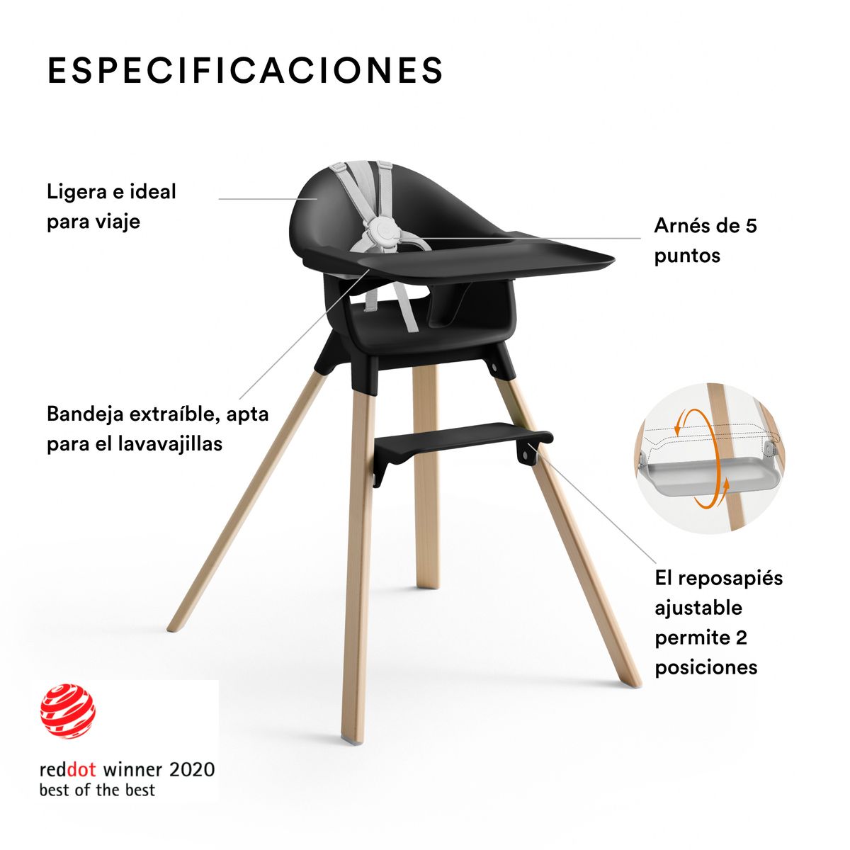 STOKKE - SILLA MODELO CLIKK NEGRO  NATURAL STOKKE