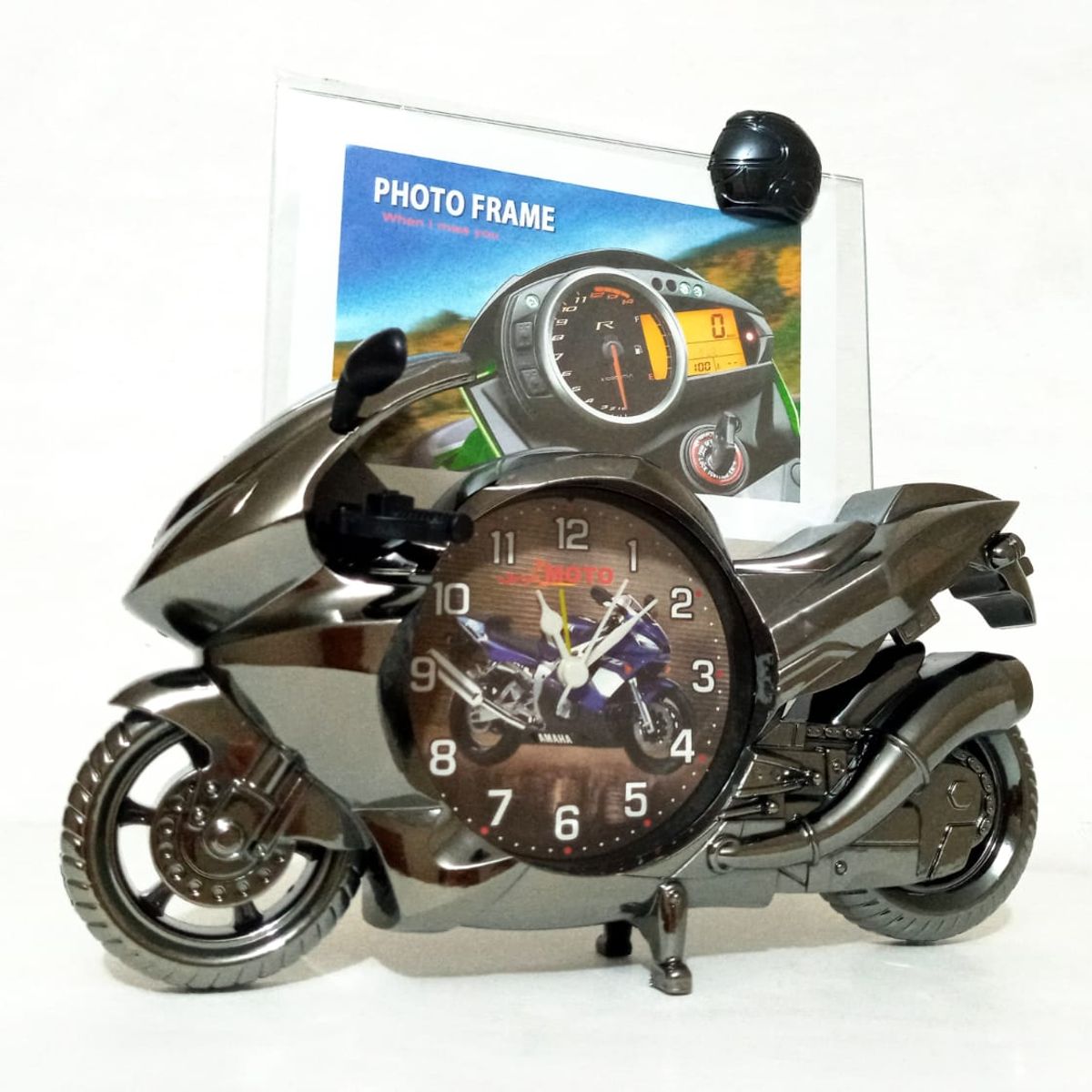 GENERICO - Reloj elegante con porta retratos fotos - diseño moto