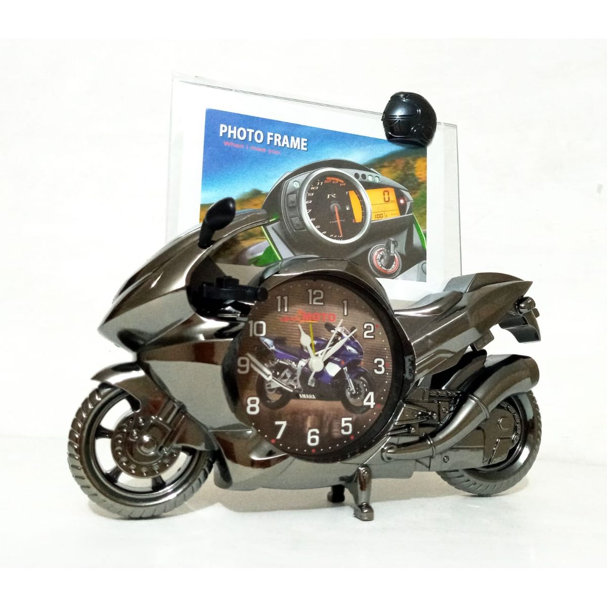 GENERICO - Reloj elegante con porta retratos fotos - diseño moto