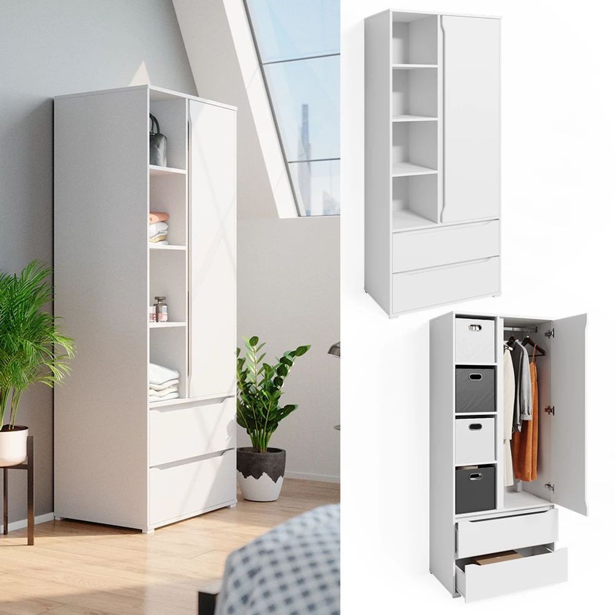 R&R MUEBLES - Ropero Moderno Yamagishi Blanco R&R MUEBLES