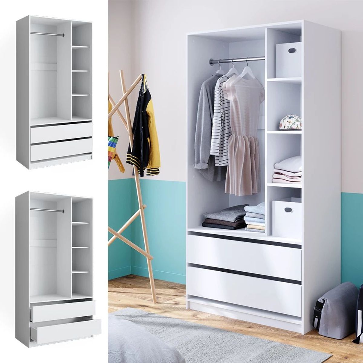 R&R MUEBLES - Ropero Moderno Asako Blanco R&R MUEBLES